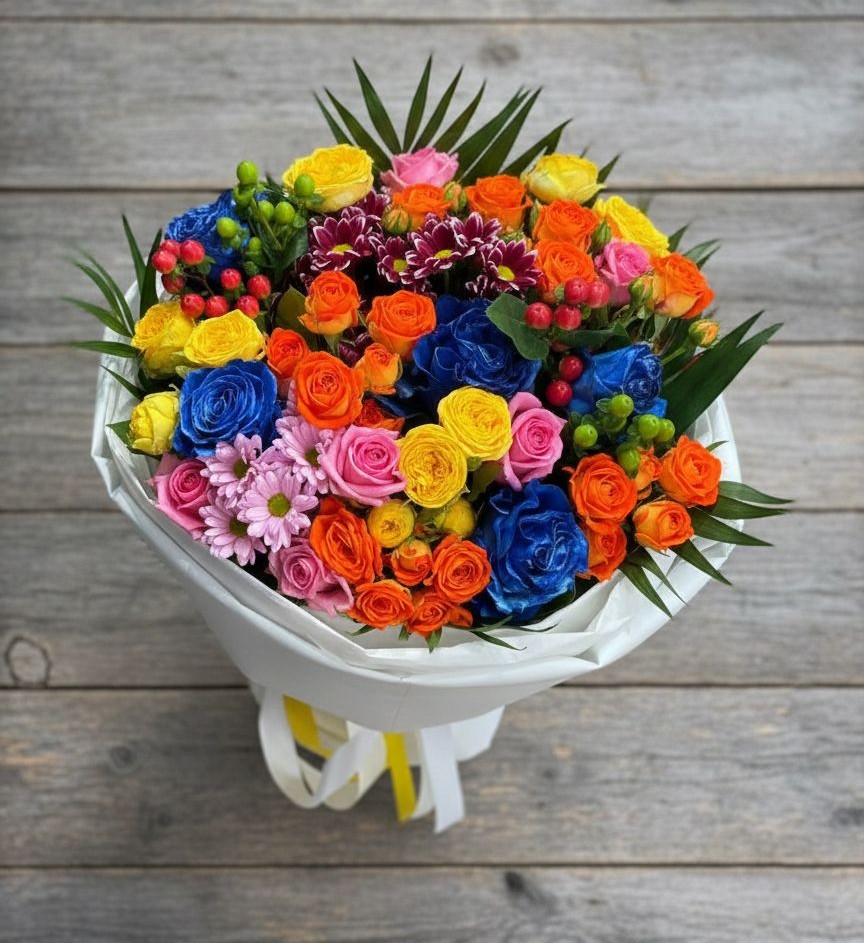 Букет цветов из: Розы и Хризантемы в Верхние Серги