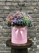 Цветочная композиция из Гипсофила и Розы в шляпной коробке #REPLACE_PRED# Верхние Серги