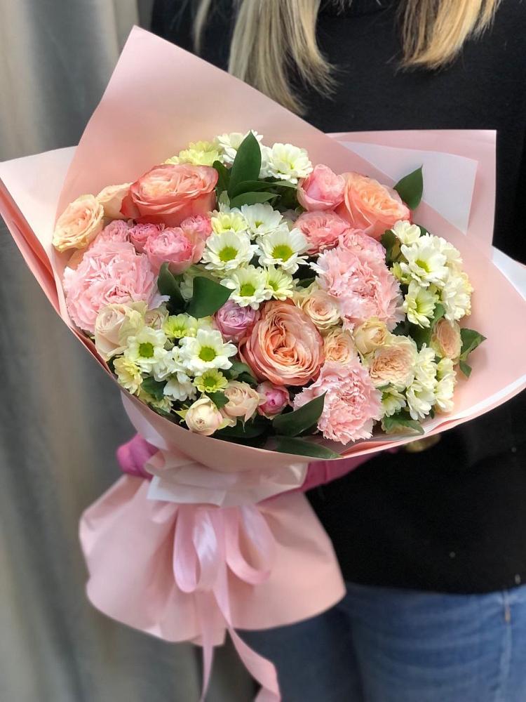 Букет цветов из: Гвоздики, Розы и Хризантемы в Верхние Серги