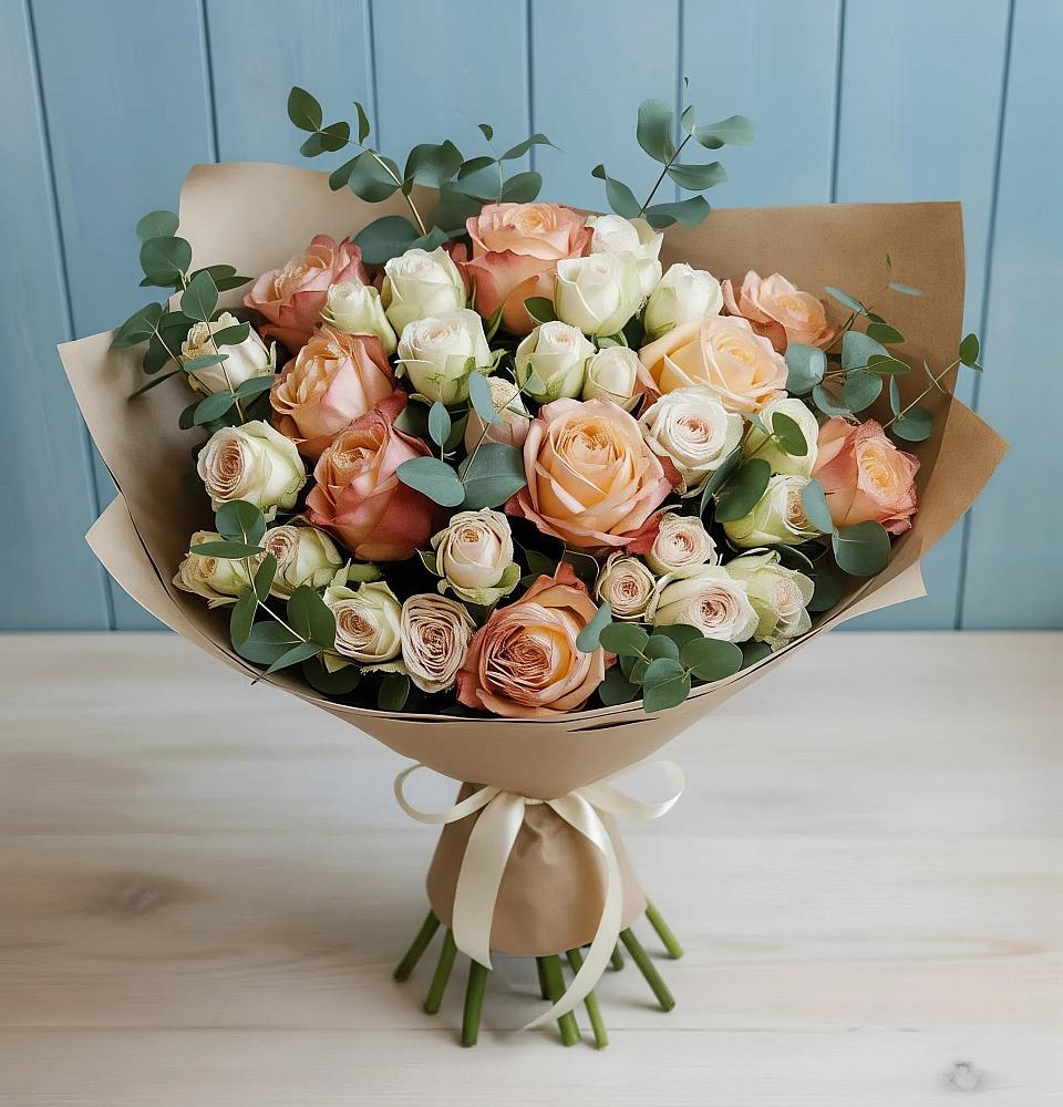 Букет цветов из: Альстромерии и Розы в Верхние Серги