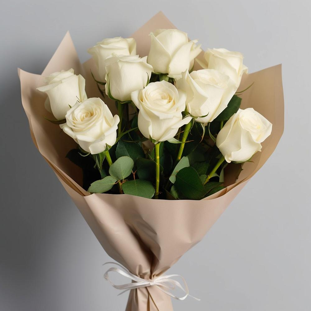 Букет 9 Белых роз Эдлесс Лав в Верхние Серги