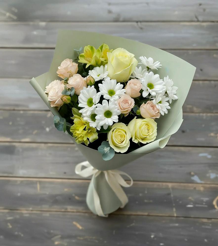 Букет цветов из: Альстромерии, Розы и Хризантемы в Верхние Серги