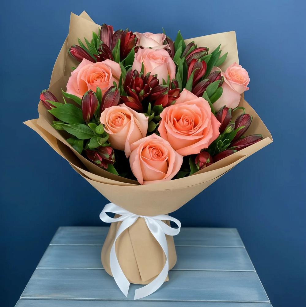 Букет цветов из: Розы и Альстромерии в Верхние Серги