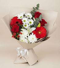 Букет цветов из:  Розы, Хризантемы, Герберы и Лилии в Верхние Серги