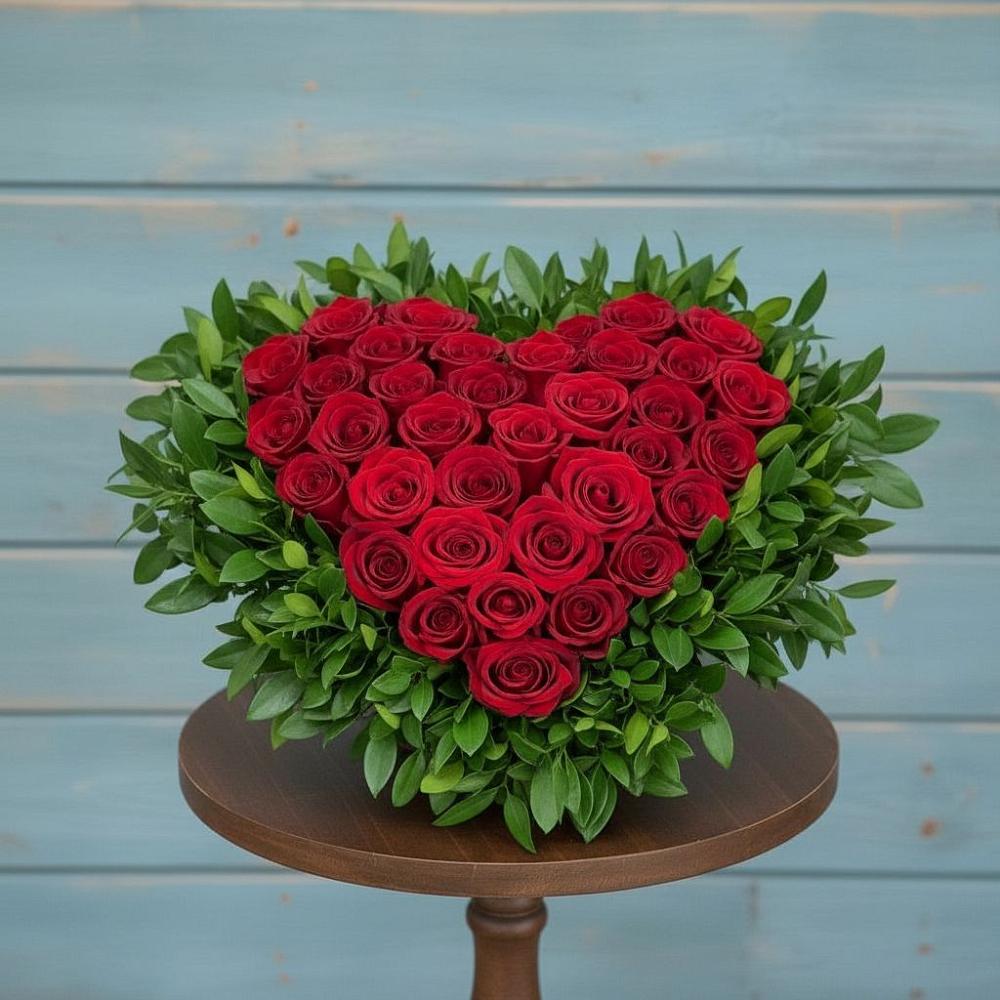 Цветочная композиция из Розы в виде сердца в Верхние Серги