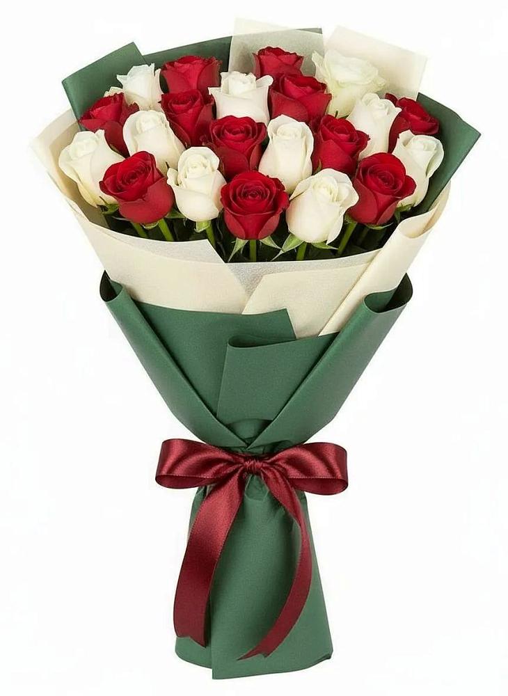 Букет Микс из красных и белых роз в Верхние Серги