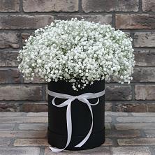 Цветочная композиция из Гипсофила в шляпной коробке в Верхние Серги