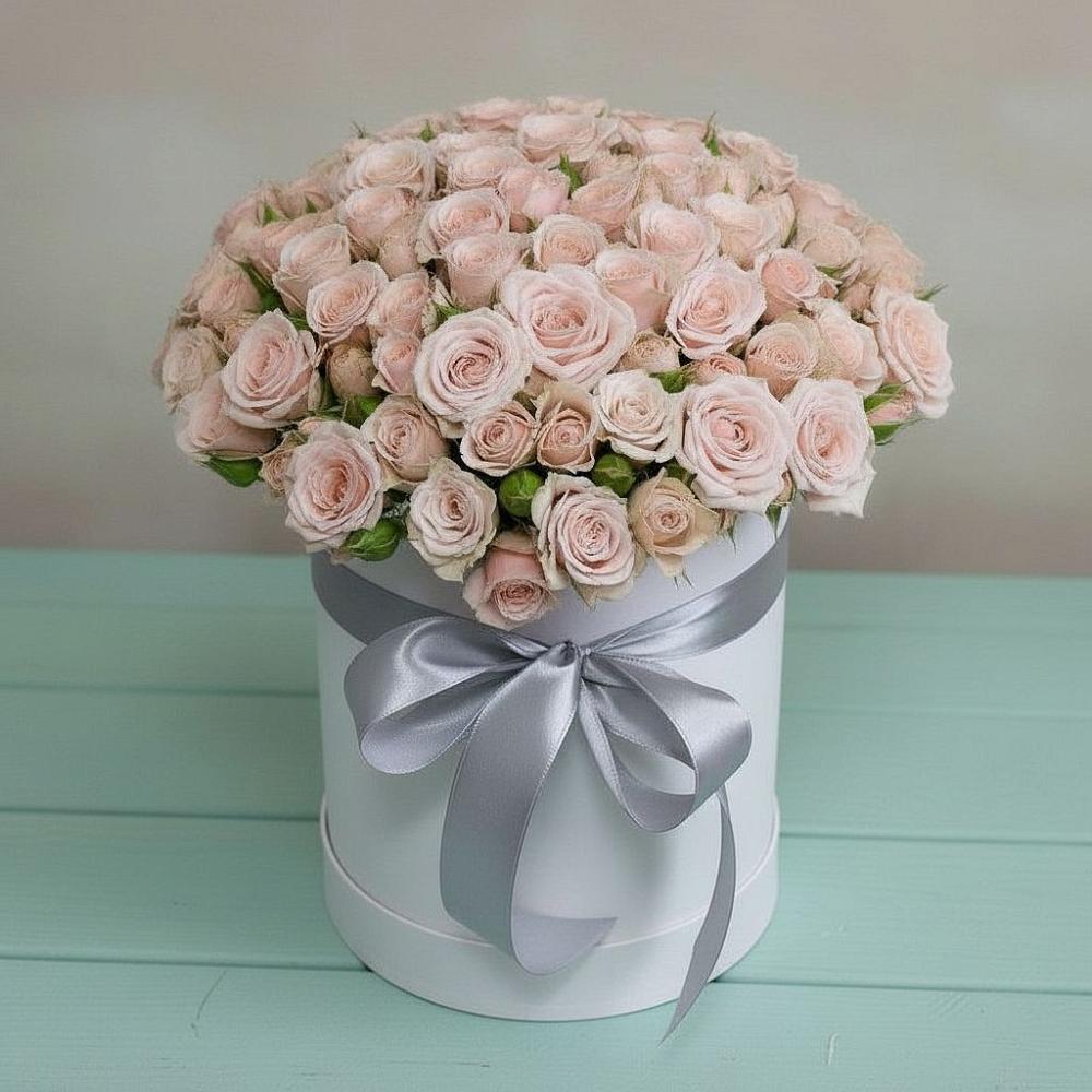 Цветочная композиция из Розы в шляпной коробке в Верхние Серги